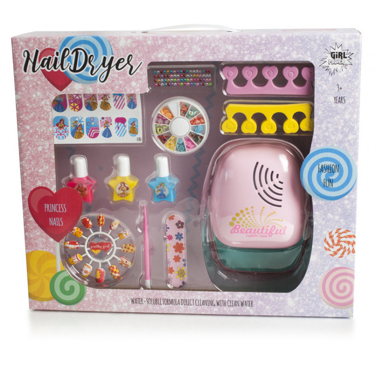 ESTUCHE MAQUILLAJE UÑAS CON SECADORA. GIRL POWER