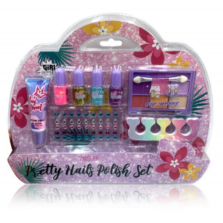 ESTUCHE DE UÑAS,PINTAUÑAS,PALETA DE COLORES Y BRILLANTES ADHESIVOS GIRL POWER